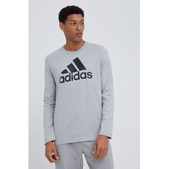 adidas longsleeve din bumbac H14623 culoarea gri, cu imprimeu