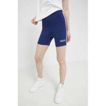 adidas Originals pantaloni scurti femei, culoarea albastru marin, cu imprimeu, high waist ieftini