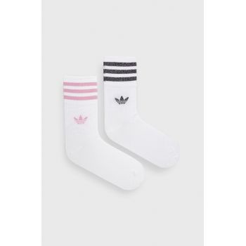 adidas Originals șosete (2-pack) femei, culoarea alb HK0301