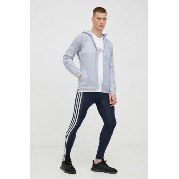 adidas Performance leggins de antrenament 3-stripes barbati, culoarea albastru marin, cu imprimeu de firma originali