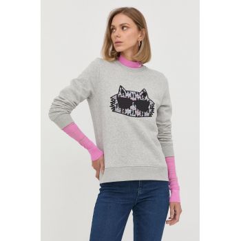 Karl Lagerfeld bluza femei, culoarea gri, cu imprimeu