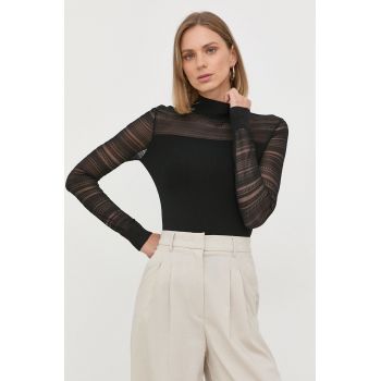 Karl Lagerfeld bluza femei, culoarea negru, neted de firma originala