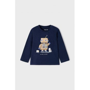 Mayoral longsleeve din bumbac pentru copii culoarea albastru marin, cu imprimeu