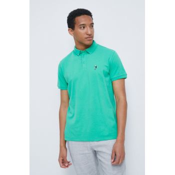 Medicine polo de bumbac culoarea verde, neted