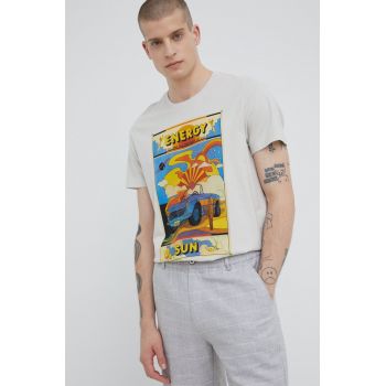 Medicine tricou din bumbac culoarea bej, cu imprimeu