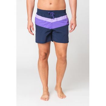 Pantaloni scurti de baie cu snur si model colorblock