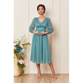 Rochie de ocazie din voal cu glitter Wilma Vernil ieftina