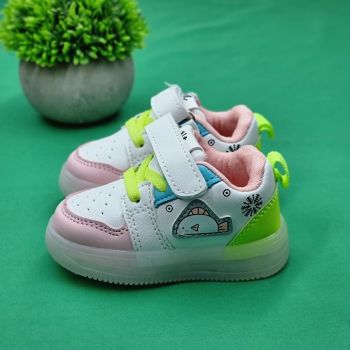 Adidasi Copii Alb/Roz Cu Luminite Argus