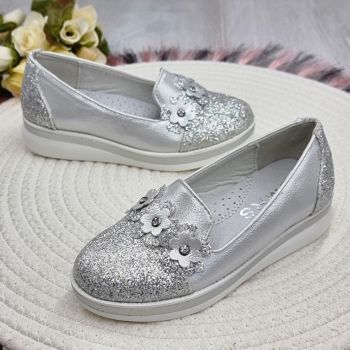 Pantofi Fata Argintii Anemona ieftini
