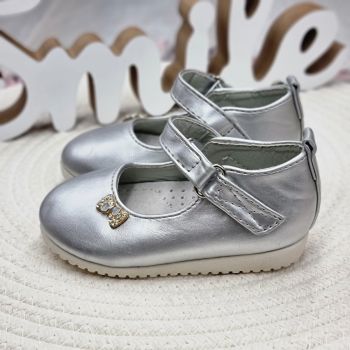 Pantofi Fata Argintii Cu Bareta Allison