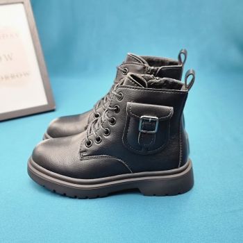 Ghete Fata Negre Cu Siret Si Fermoar Chloe Ghete Fata Negre Cu Siret Si Fermoar Chloe