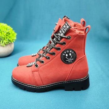 Ghete Fata Rosii Cu Siret Si Fermoar Chiara Ghete Fata Rosii Cu Siret Si Fermoar Chiara