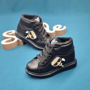 Sneakersi Fata Negre Cu Siret Butes Sneakersi Fata Negre Cu Siret Butes