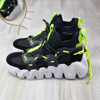Sneakersi Negri Cu Siret Jeni