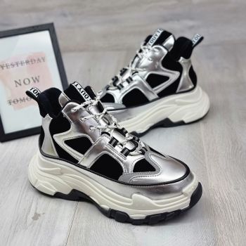Sneakersi Dama Alb/Argintiu Cu Siret Theea Sneakersi Dama Alb/Argintiu Cu Siret Theea