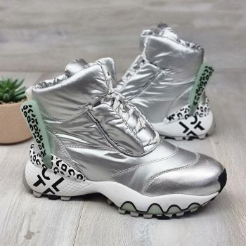 Sneakersi Dama Argintii Cu Siret Truly Sneakersi Dama Argintii Cu Siret Truly
