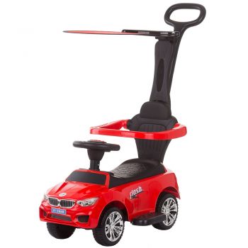 Masinuta copii de impins Chipolino Flash Red cu maner si copertina detasabile, suport pentru picioare, spatiu de depozitare sub sezut, volan cu functii muzicale