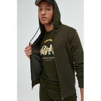 Jack & Jones bluza barbati, culoarea verde, neted