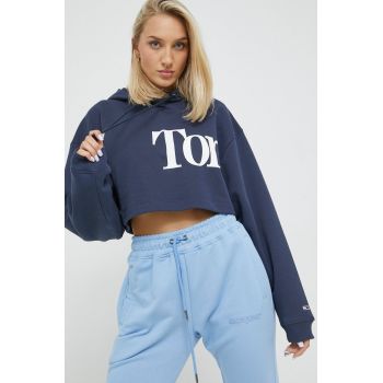 Tommy Jeans bluza femei, culoarea albastru marin, cu imprimeu ieftin