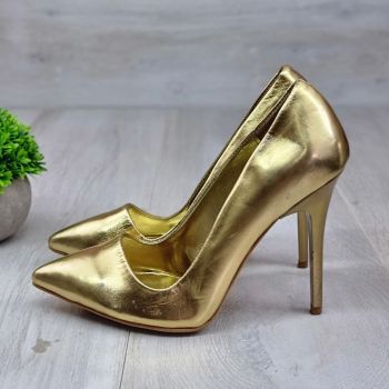 Pantofi Stiletto Dama Aurii Cu Toc Kaelin la reducere
