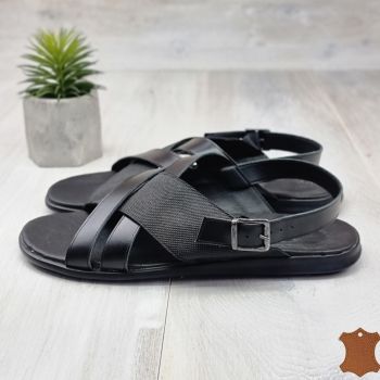 Sandale Barbat Negre Piele Naturala Adelphie