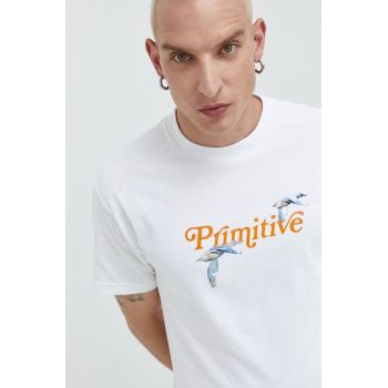 Primitive tricou din bumbac culoarea alb, cu imprimeu