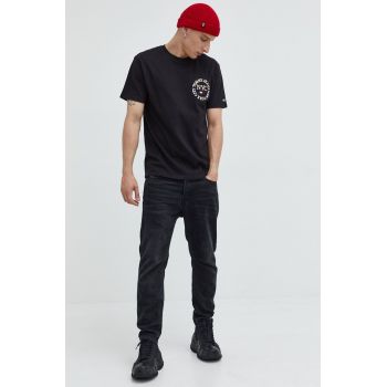 Tommy Jeans tricou din bumbac culoarea negru, cu imprimeu