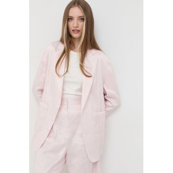 BOSS blazer din amestec de in culoarea roz, desfacut, neted