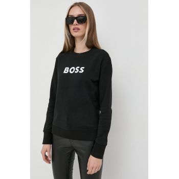 BOSS hanorac de bumbac femei, culoarea negru, cu imprimeu 50468357 ieftin