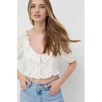 For Love & Lemons bluza femei, culoarea alb, cu imprimeu de firma originala