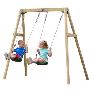 Leagan din lemn pentru 2 copii Double Swing Set Plum 273799