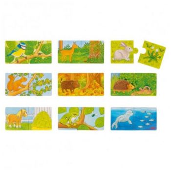 Set de 9 puzzleuri Cu ce se hranesc animalele?