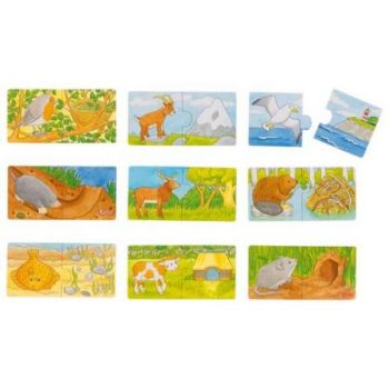 Set de 9 puzzleuri Unde locuiesc animalele? de firma original