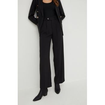 Answear Lab pantaloni femei, culoarea negru, drept, high waist