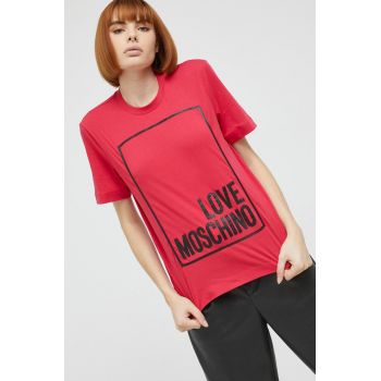 Love Moschino tricou din bumbac culoarea rosu