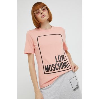 Love Moschino tricou din bumbac culoarea roz