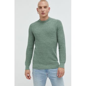 Superdry pulover de bumbac barbati, culoarea verde,