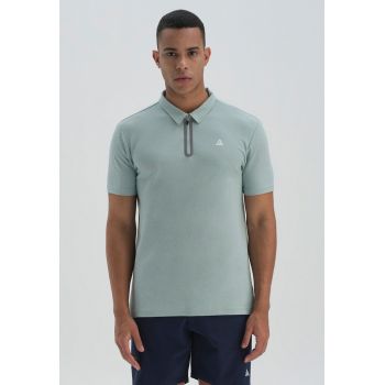 Tricou polo cu fenta cu fermoar