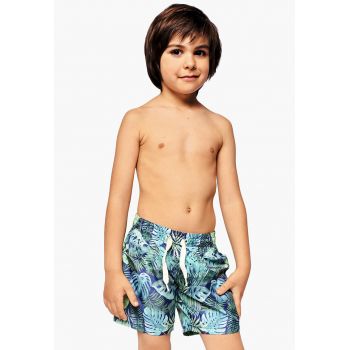 Pantaloni scurti de baie cu model tropical la reducere