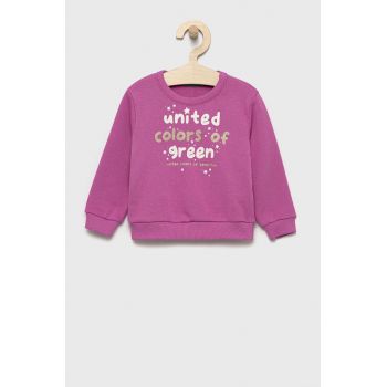 United Colors of Benetton hanorac de bumbac pentru copii culoarea violet, cu imprimeu