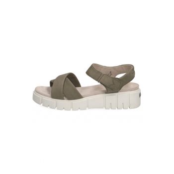 Sandale din piele nabuc cu talpa wedge Sandale din piele nabuc cu talpa wedge