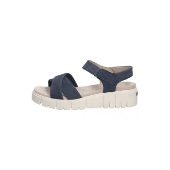 Sandale din piele nabuc cu talpa wedge Sandale din piele nabuc cu talpa wedge