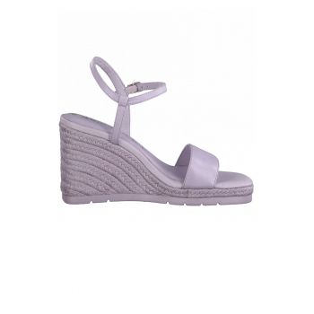 Sandale-espadrile wedge de piele