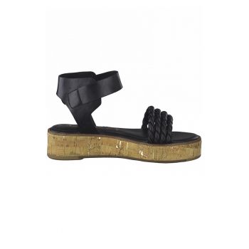 Sandale wedge cu insertii de piele Sandale wedge cu insertii de piele