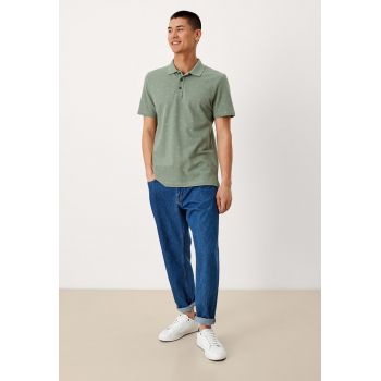 Tricou polo regular fit din material pique cu model floral