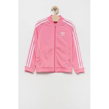 adidas Originals bluza copii culoarea roz, cu imprimeu ieftin