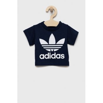 adidas Originals tricou de bumbac pentru copii culoarea albastru marin, cu imprimeu