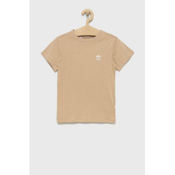 adidas Originals tricou de bumbac pentru copii culoarea bej, cu imprimeu