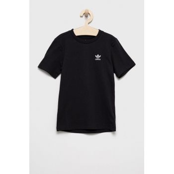 adidas Originals tricou de bumbac pentru copii culoarea negru, neted