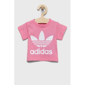 adidas Originals tricou de bumbac pentru copii culoarea roz ieftin